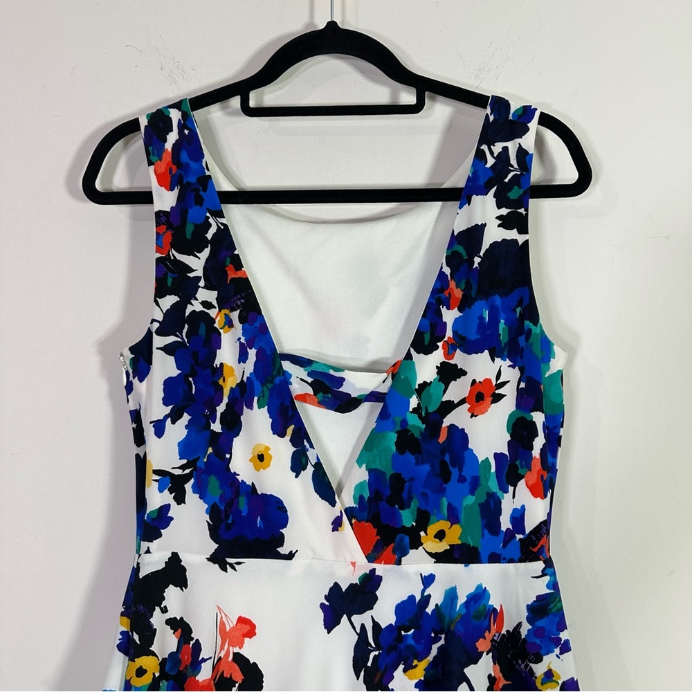 Betsey Johnson White Floral Midi Dress with Blue, Black & Multicolor Print - Picture 5 of 9